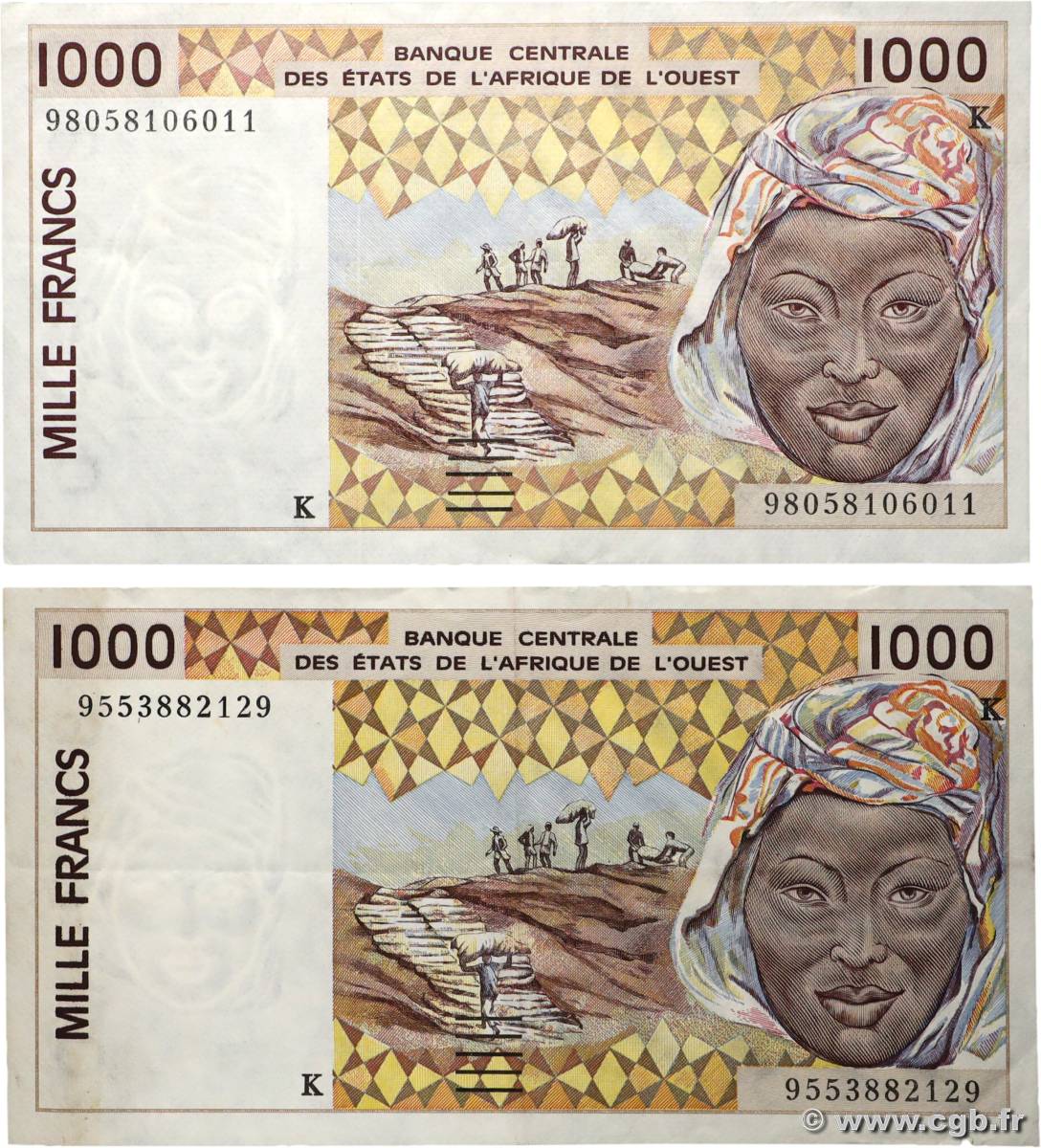 1000 Francs WEST AFRICAN STATES  1995 P.711Ke et P.711Kh VF+