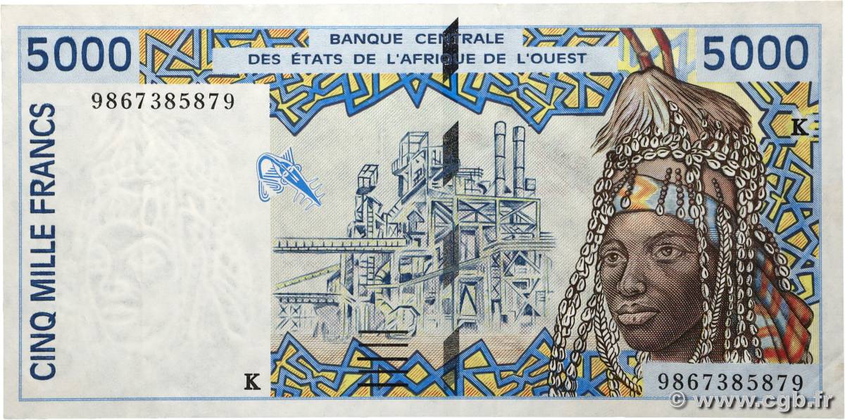5000 Francs ÉTATS DE L AFRIQUE DE L OUEST  1998 P.713Kg SUP