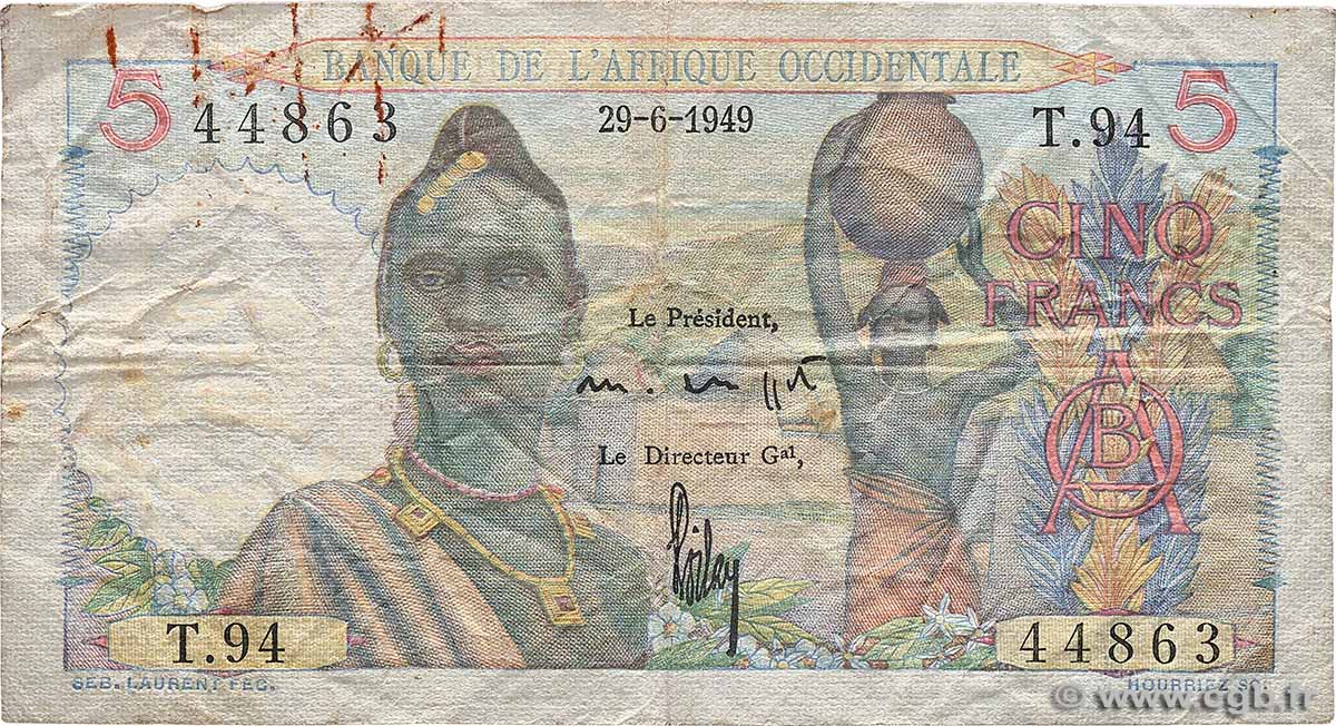 5 Francs AFRIQUE OCCIDENTALE FRANÇAISE (1895-1958)  1949 P.36 TB