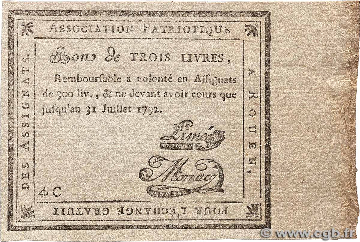 300 Livres Faux FRANCE Regionalismus und verschiedenen Rouen 1792 P.- VZ