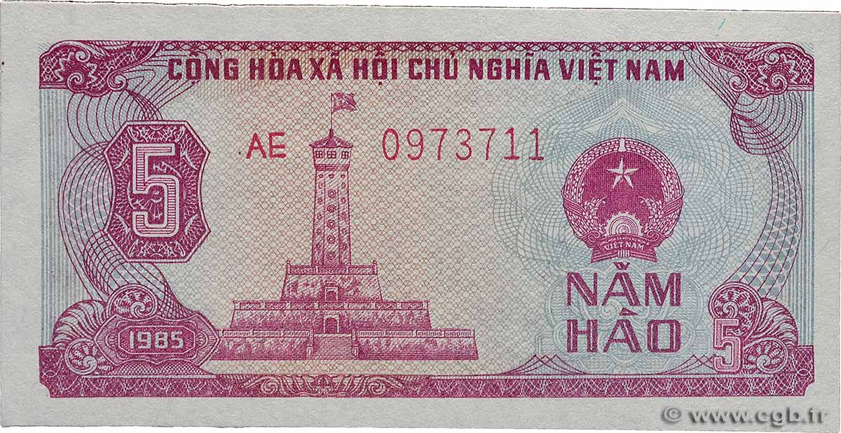 5 Hao VIET NAM  1985 P.089a UNC