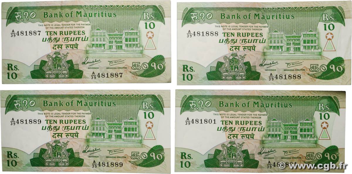 10 Rupees Lot MAURITIUS  1985 P.35b VF+