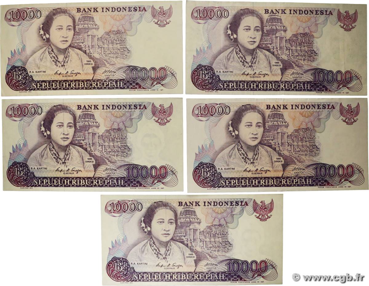 10000 Rupiah Lot INDONESIA  1985 P.126a VF+