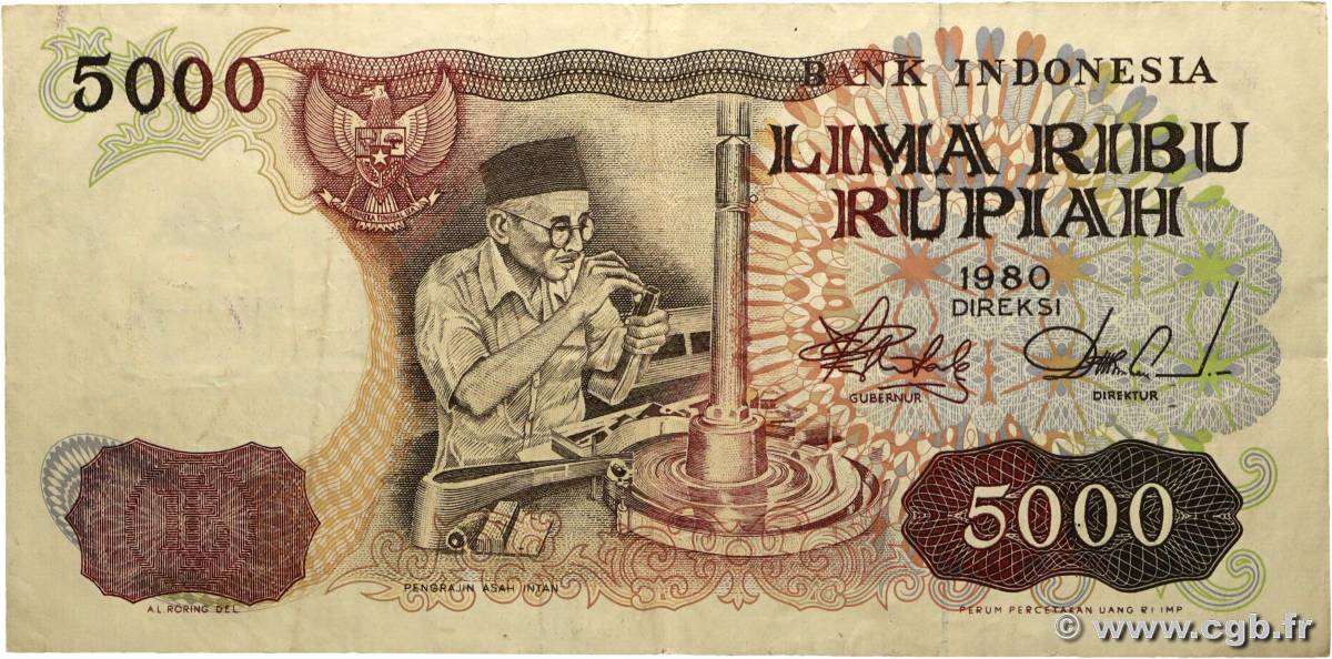 5000 Rupiah INDONÉSIE  1980 P.120a TB+