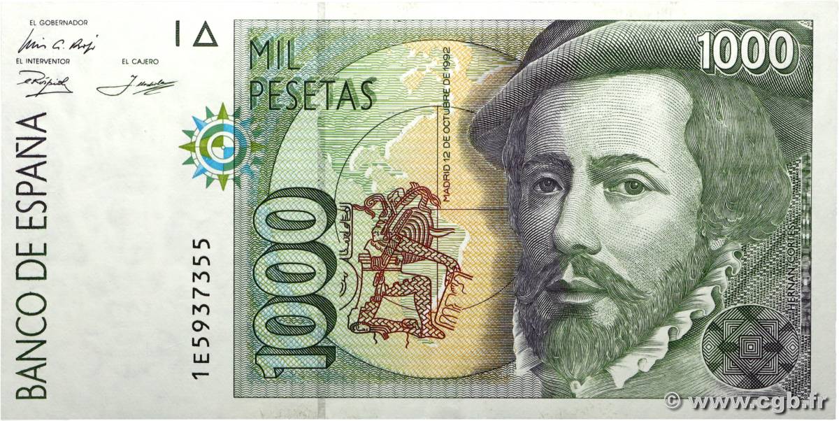 1000 Pesetas SPANIEN  1992 P.163 fVZ