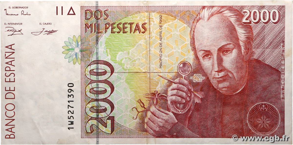 2000 Pesetas SPAIN  1992 P.162 VF+