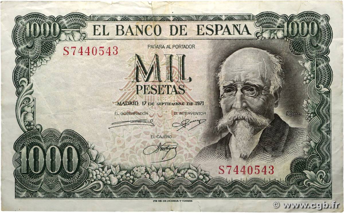 1000 Pesetas SPANIEN  1971 P.154 fSS
