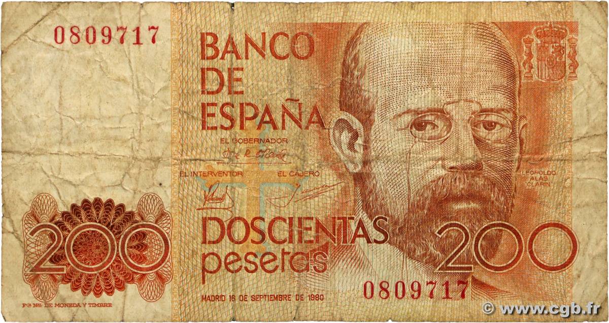 200 Pesetas SPANIEN  1980 P.156 SGE