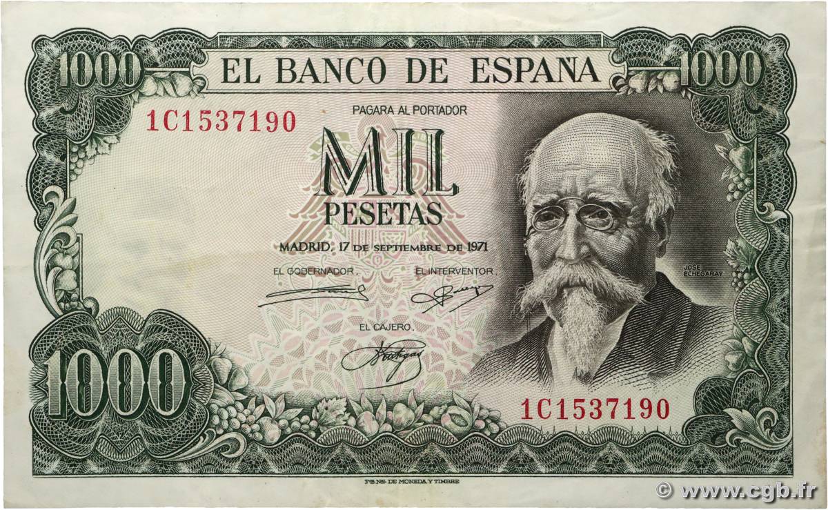 1000 Pesetas SPANIEN  1971 P.154 SS