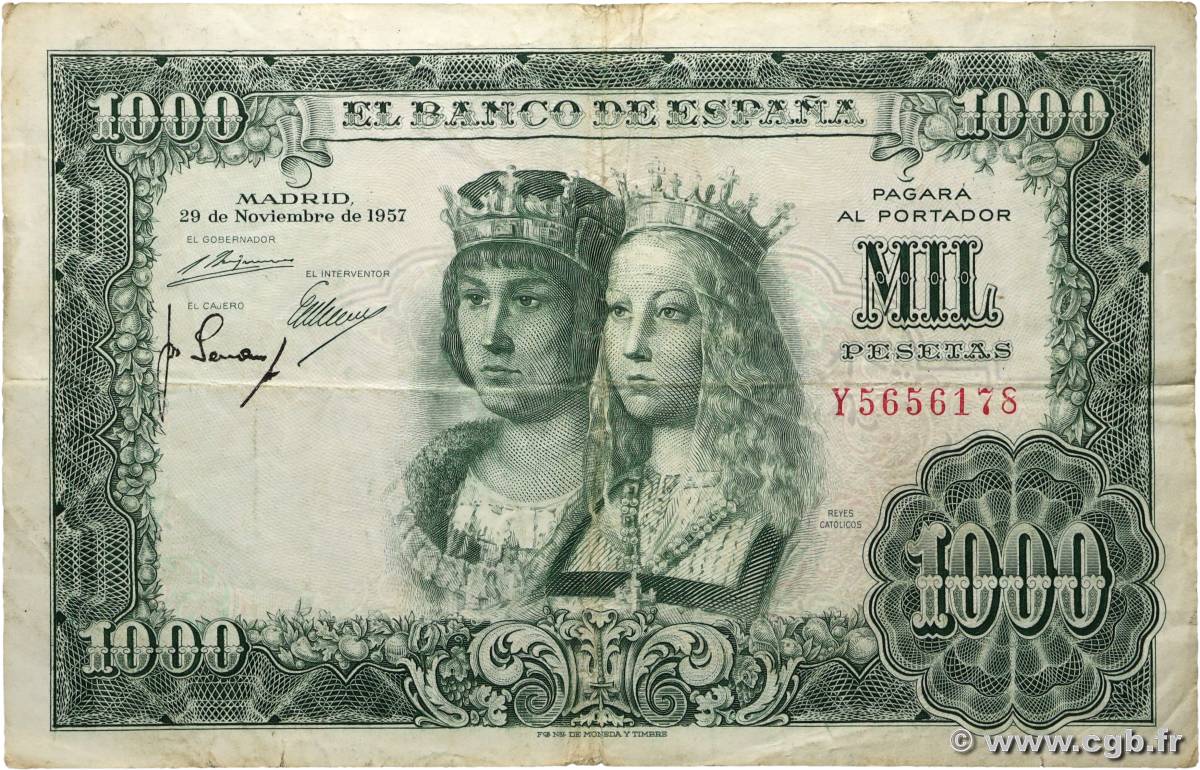 1000 Pesetas SPANIEN  1957 P.149a fSS
