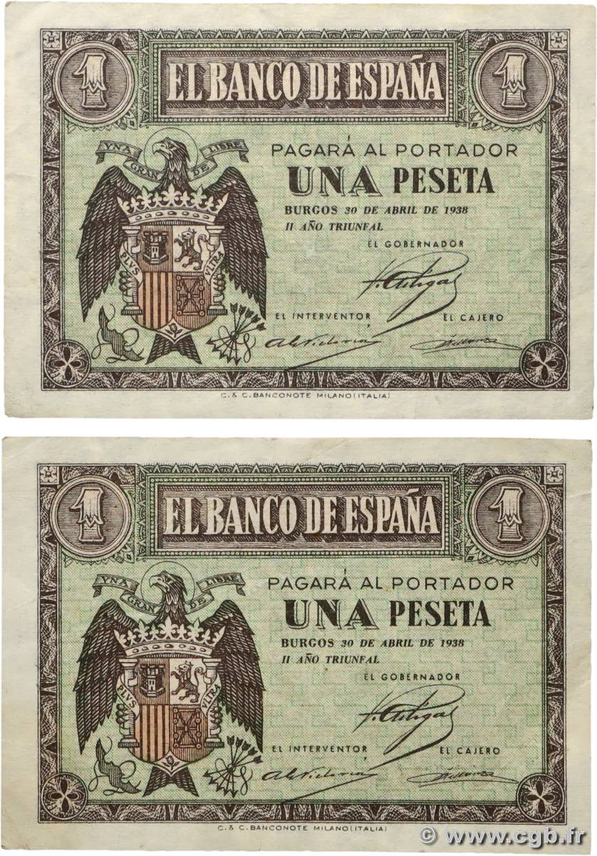 1 Peseta Lot SPANIEN  1938 P.108a fVZ
