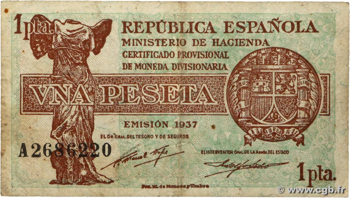 1 Peseta SPAIN  1937 P.094 F