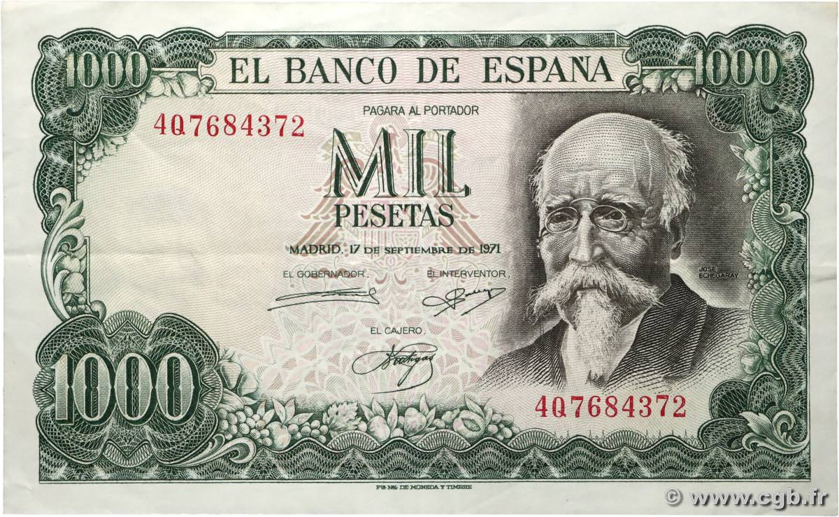 1000 Pesetas SPANIEN  1971 P.154 fVZ