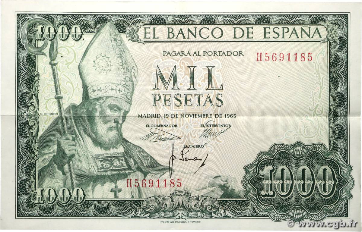 1000 Pesetas SPANIEN  1965 P.151 VZ