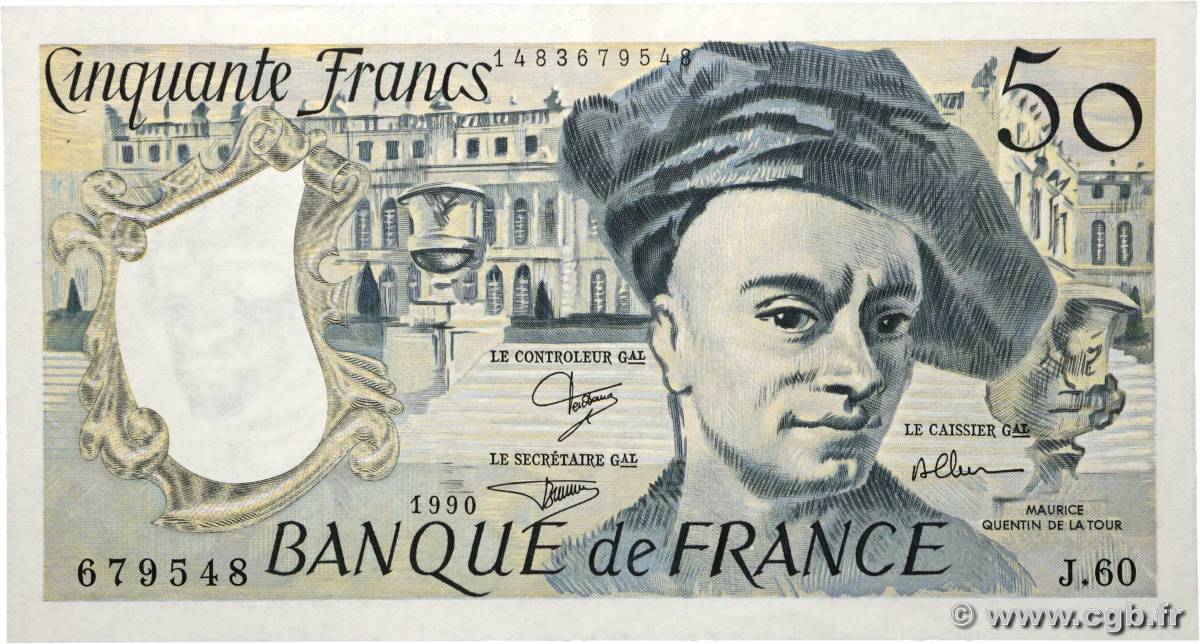50 Francs QUENTIN DE LA TOUR FRANKREICH  1990 F.67.16 VZ