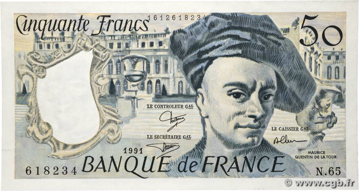 50 Francs QUENTIN DE LA TOUR FRANKREICH  1991 F.67.17 VZ+