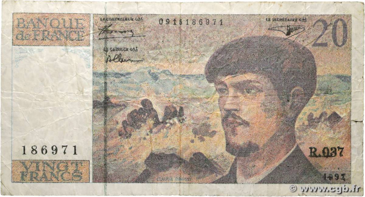 20 Francs DEBUSSY à fil de sécurité Faux FRANKREICH  1992 F.66bis.03x fS
