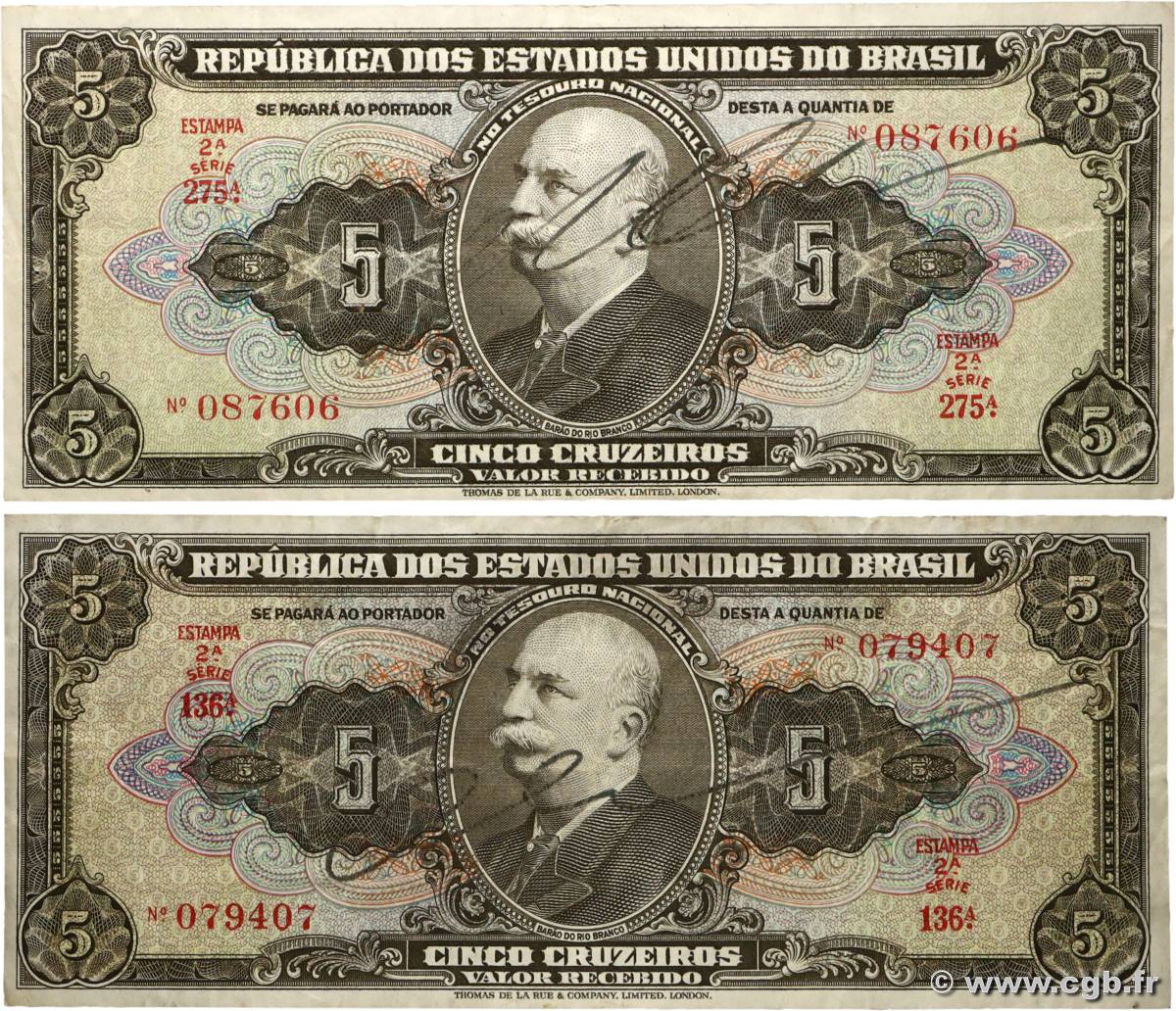 5 Cruzeiros Lot BRAZIL  1950 P.142 VF
