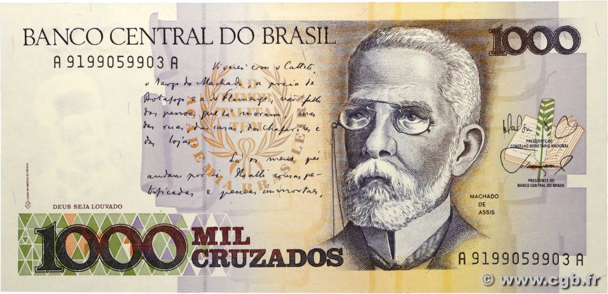 1000 Cruzados BRASILIEN  1988 P.213b ST