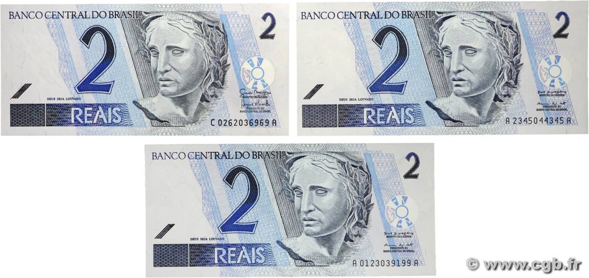 2 Reals Lot BRASILIEN  2001 P.249 fST+