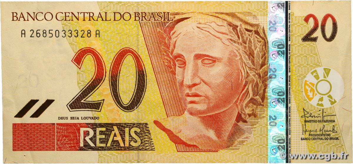 20 Reais BRASILIEN  2002 P.250b fVZ