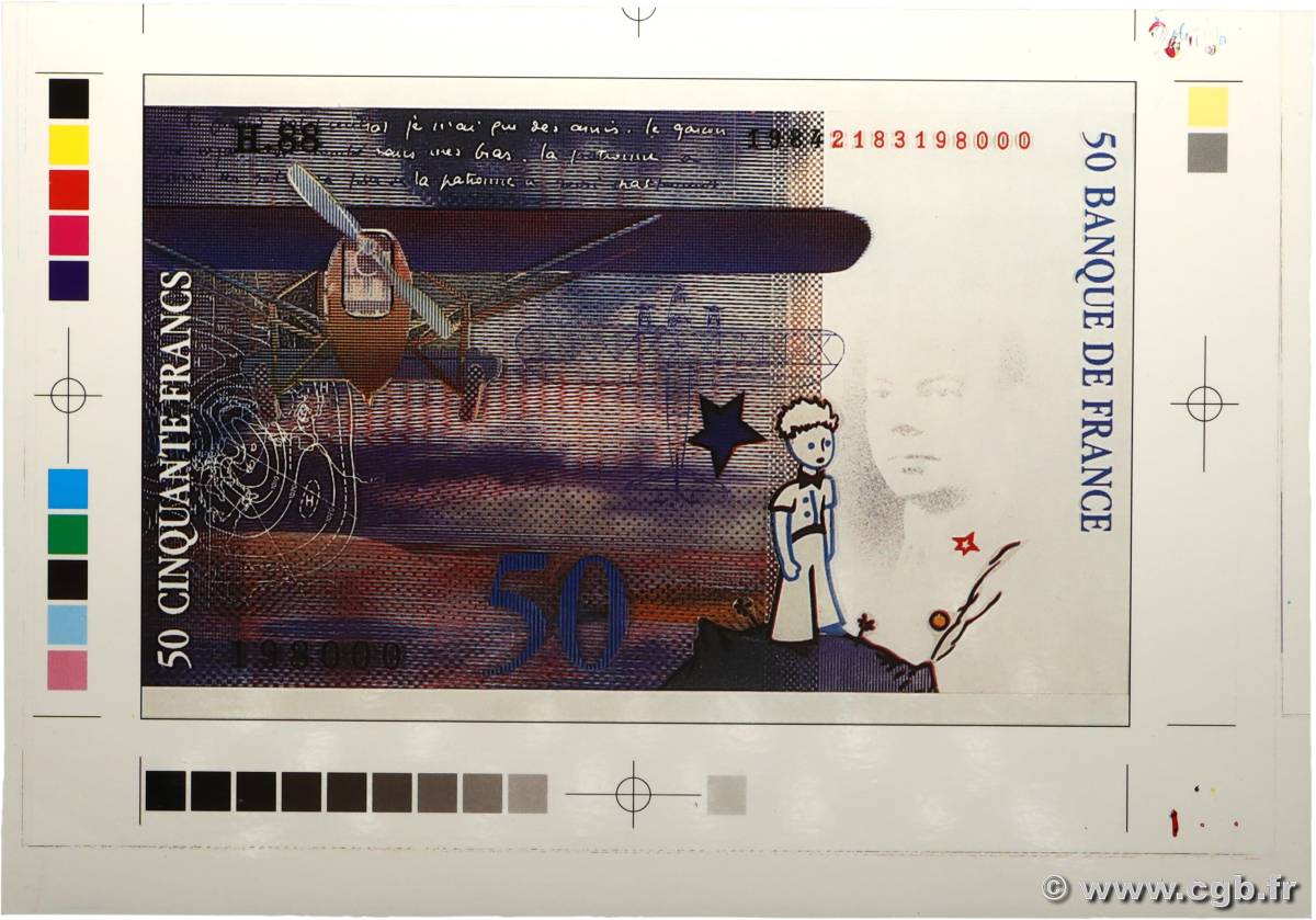 50 Francs SAINT-EXUPÉRY Épreuve FRANCIA  1984 F.- FDC