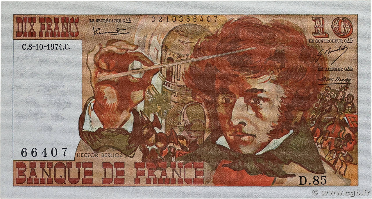 10 Francs BERLIOZ FRANCE  1974 F.63.07a pr.NEUF