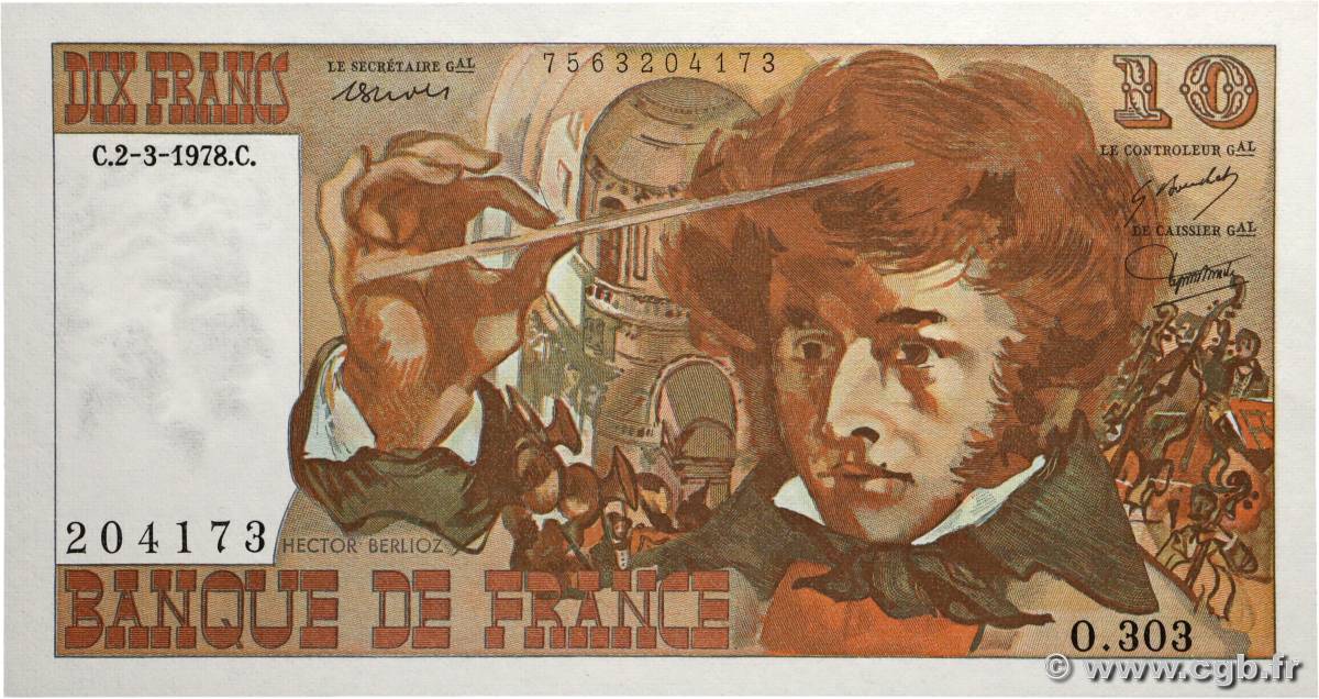 10 Francs BERLIOZ FRANCE  1978 F.63.23 SPL