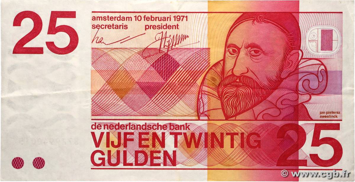 25 Gulden PAYS-BAS  1971 P.092a TTB