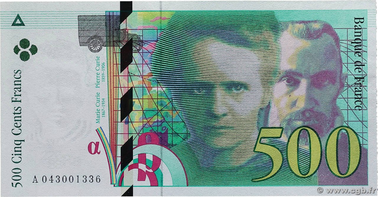 500 Francs PIERRE ET MARIE CURIE Petit numéro FRANCE  2000 F.76.05 pr.NEUF