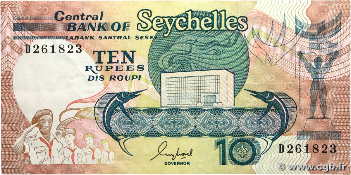 10 Rupees SEYCHELLES  1989 P.32 VF