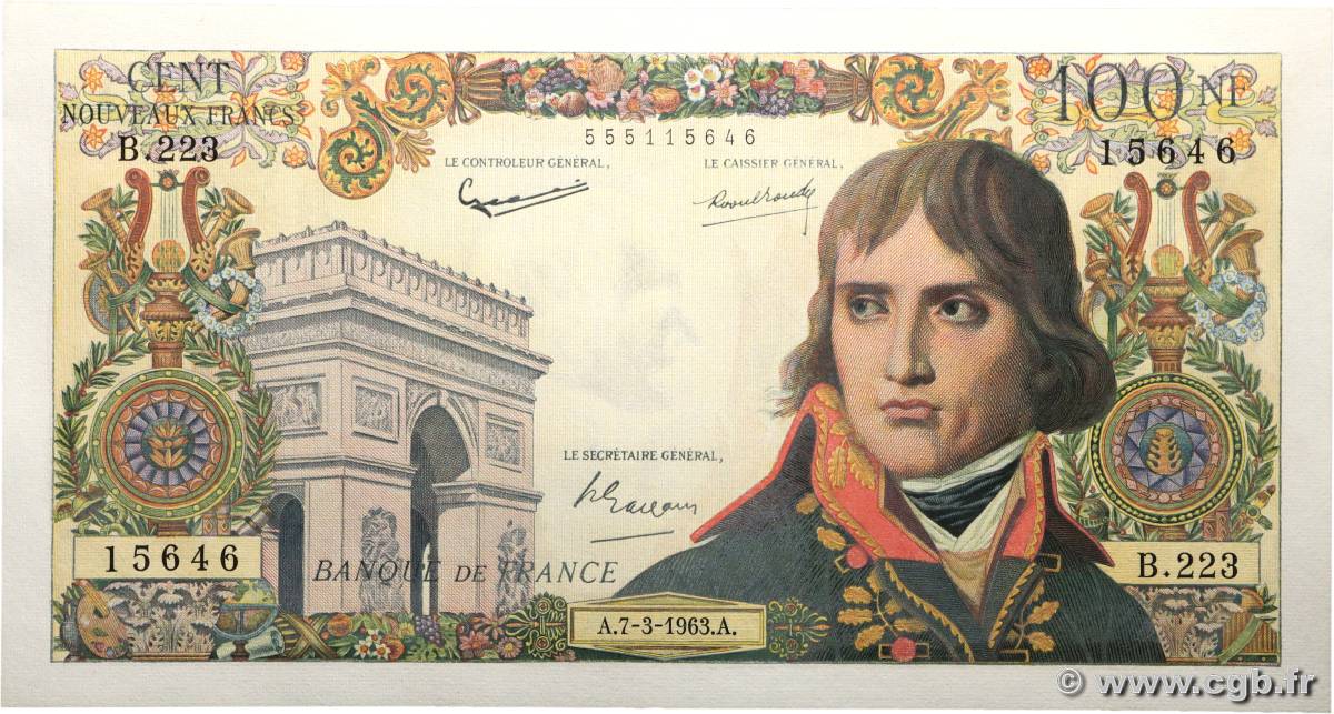 100 Nouveaux Francs BONAPARTE FRANCIA  1963 F.59.20 SC+