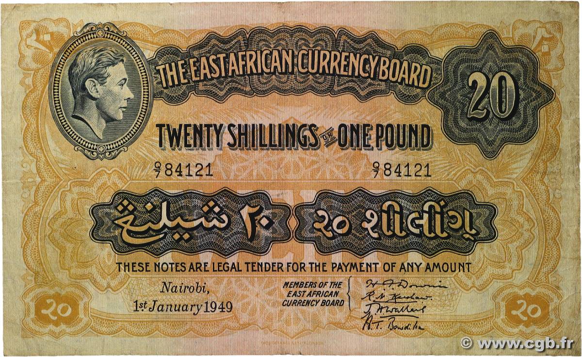 20 Shillings - 1 Pound EAST AFRICA (BRITISH)  1949 P.30b F