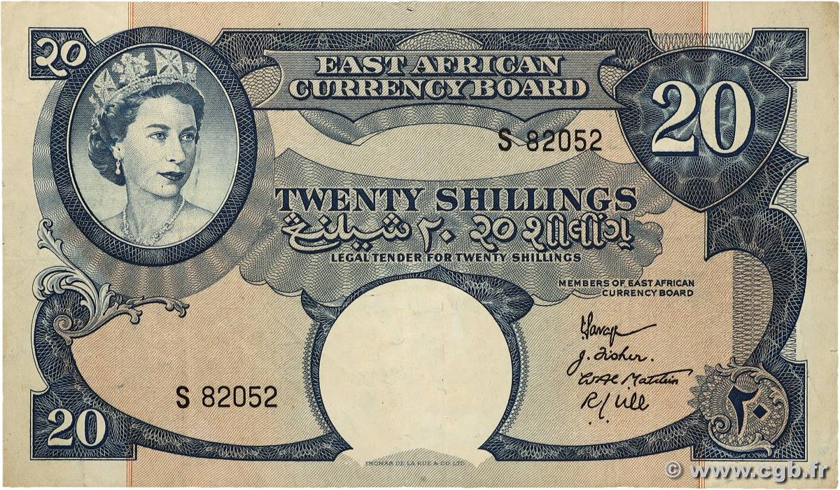 20 Shillings EAST AFRICA (BRITISH)  1958 P.39 F+