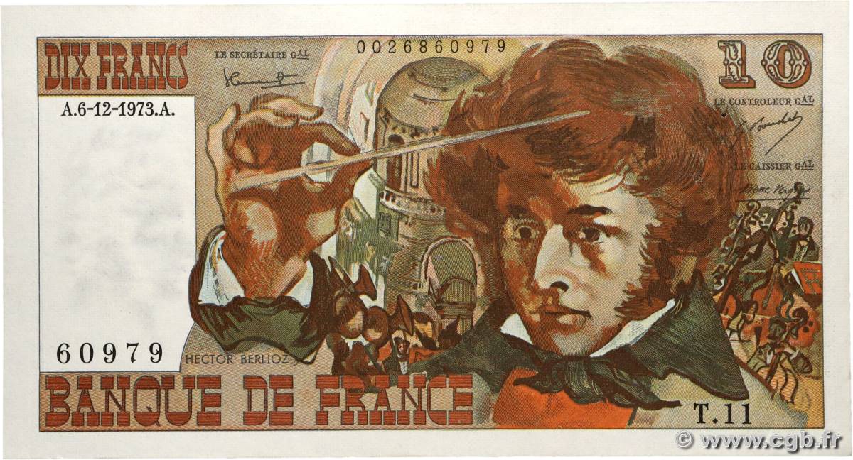 10 Francs BERLIOZ FRANCE  1973 F.63.02 SUP+