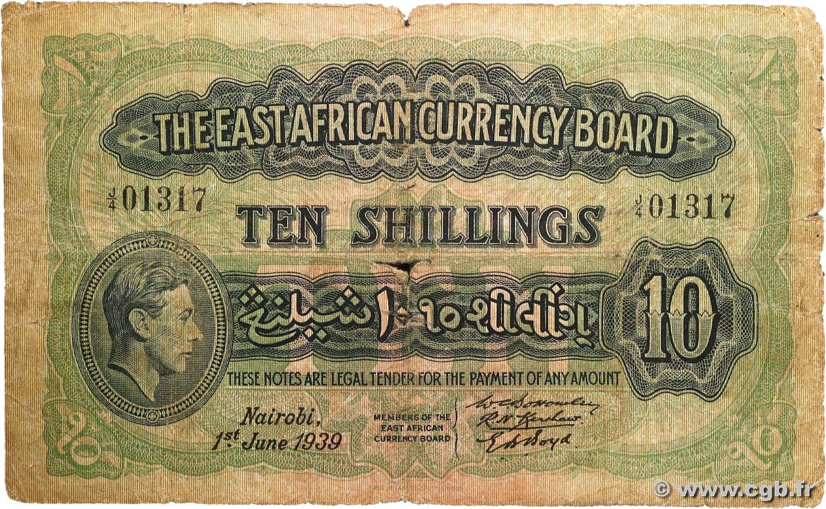 10 Shillings EAST AFRICA (BRITISH)  1939 P.29a G