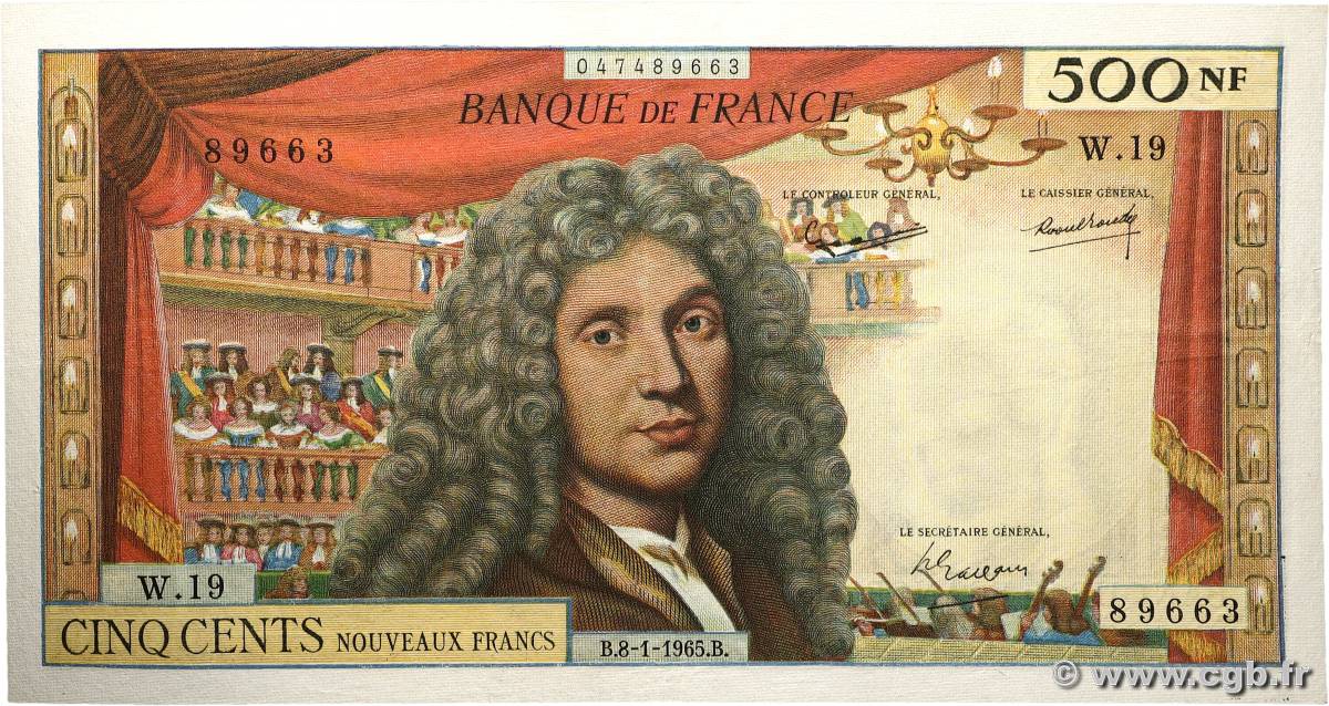 500 Nouveaux Francs MOLIÈRE FRANCIA  1965 F.60.08 q.BB