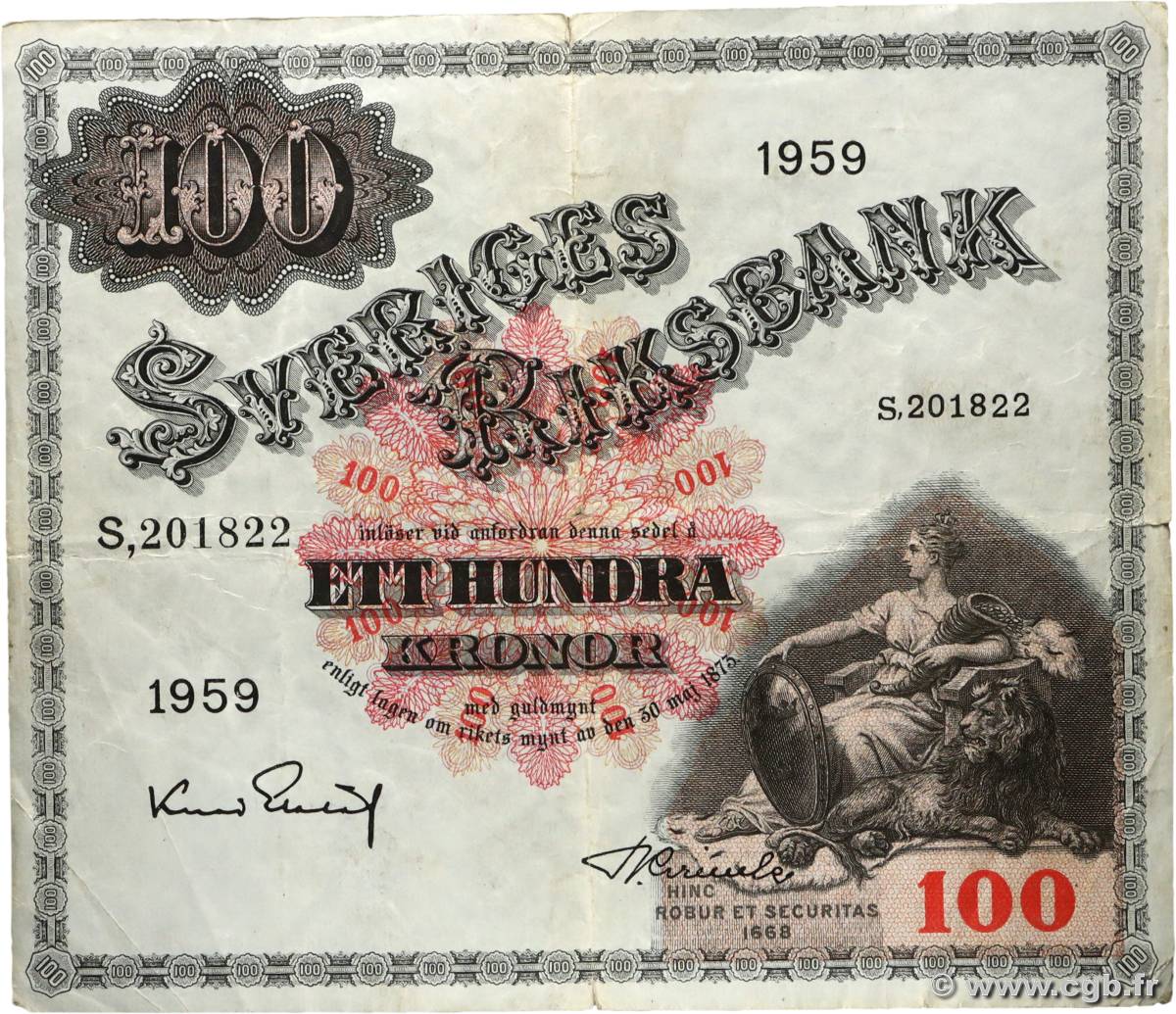 100 Kronor SWEDEN  1959 P.48a VF