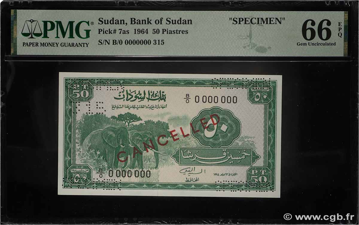 50 Piastres Spécimen SUDAN  1964 P.07as UNC