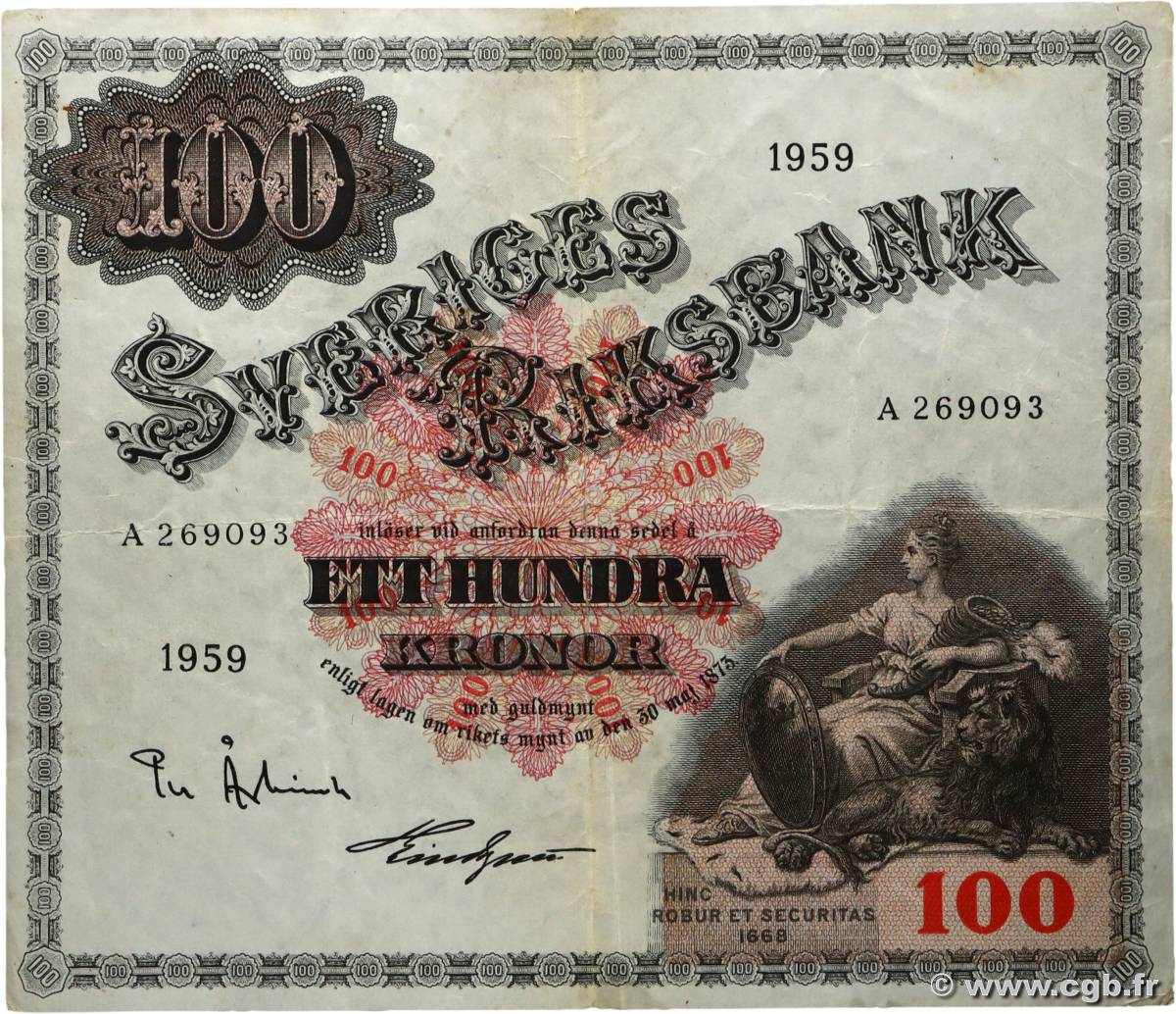 100 Kronor SWEDEN  1959 P.48a F+