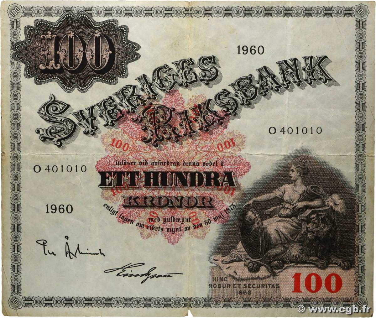 100 Kronor SUÈDE  1960 P.48b TB+