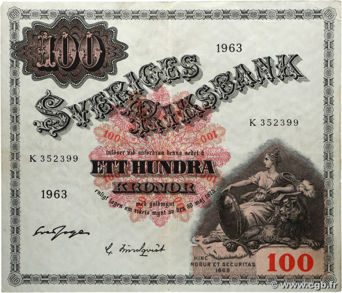 100 Kronor SUÈDE  1963 P.48e TTB