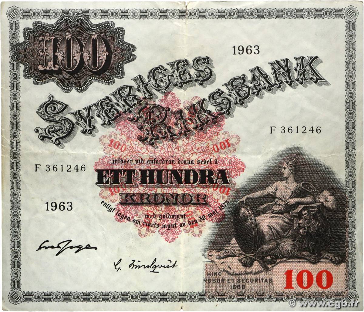 100 Kronor SWEDEN  1963 P.48e VF