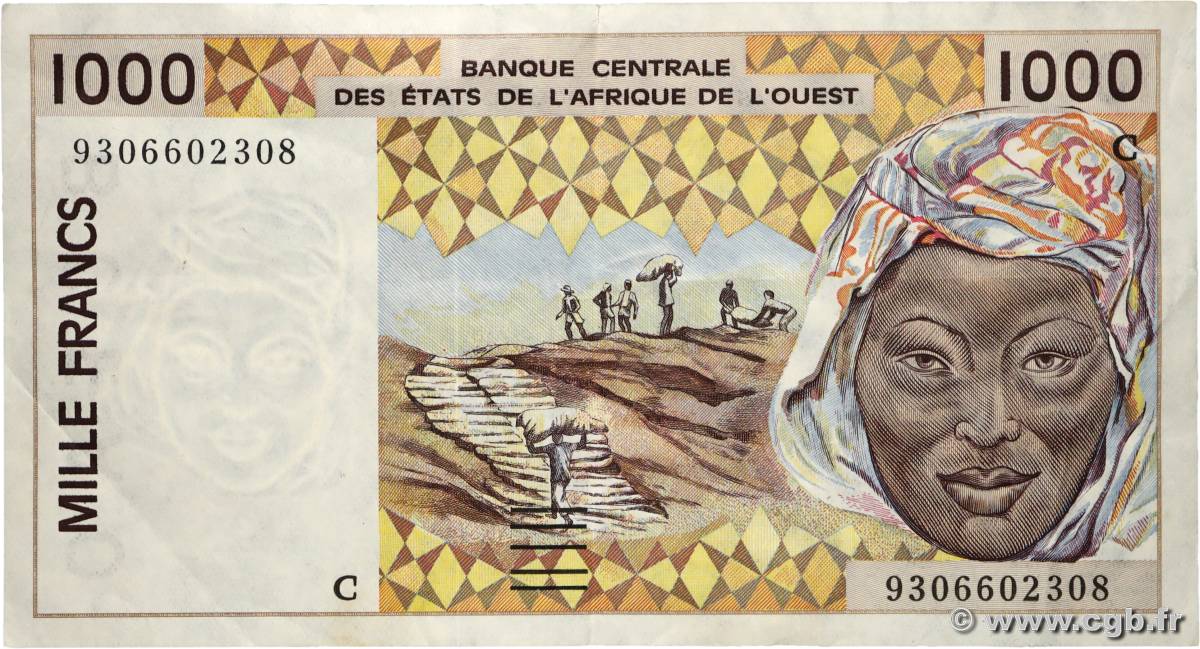 1000 Francs ÉTATS DE L AFRIQUE DE L OUEST  1993 P.311Cd TTB+