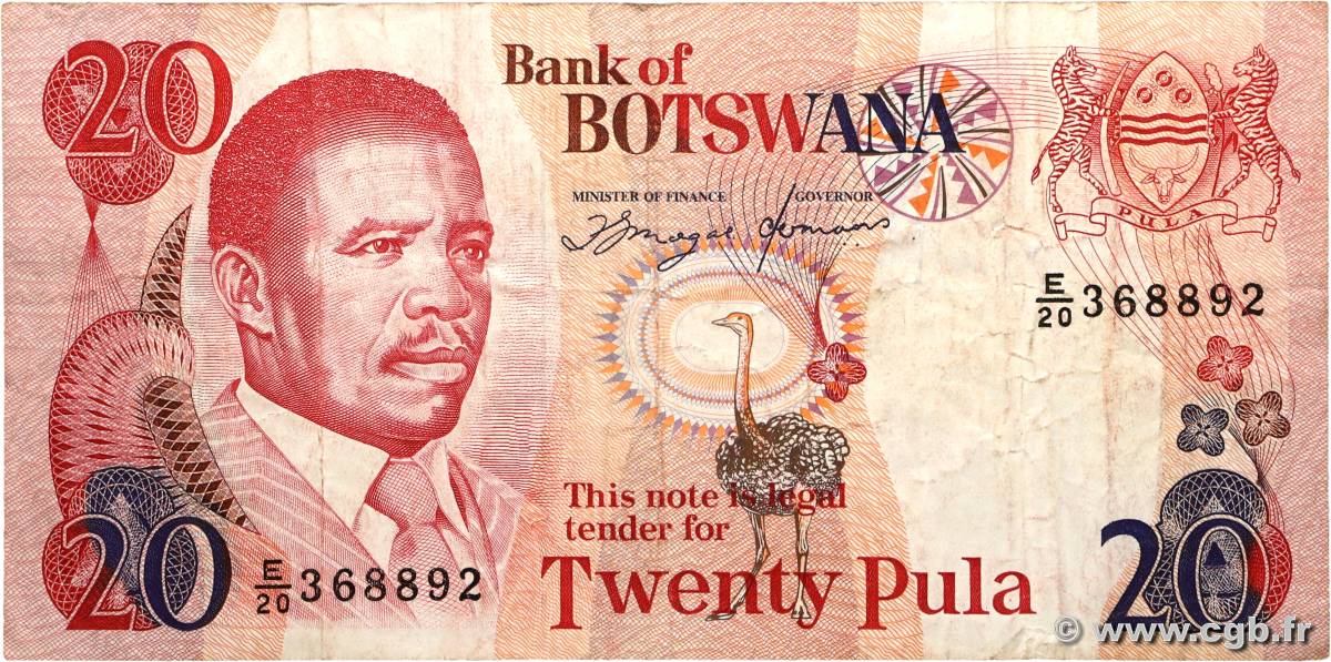 20 Pula BOTSWANA  1992 P.13a TB