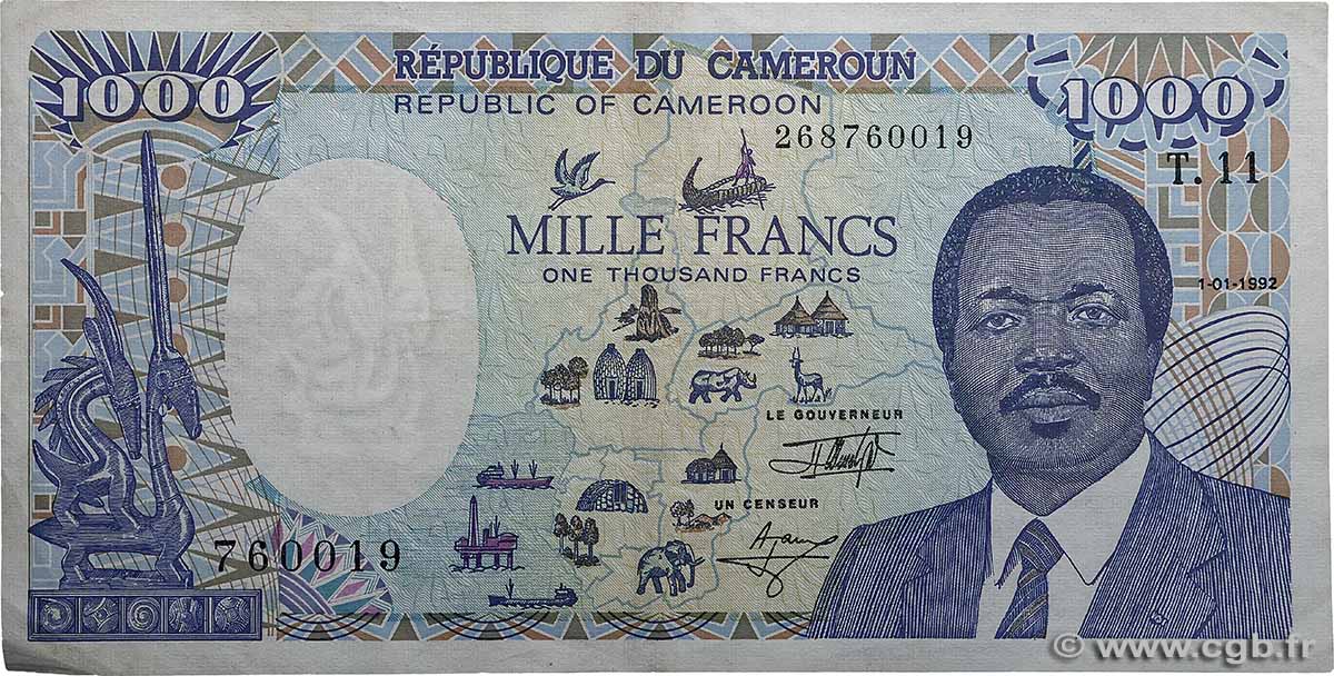 1000 Francs type 1985 modifié CAMEROON  1992 A.164f VF