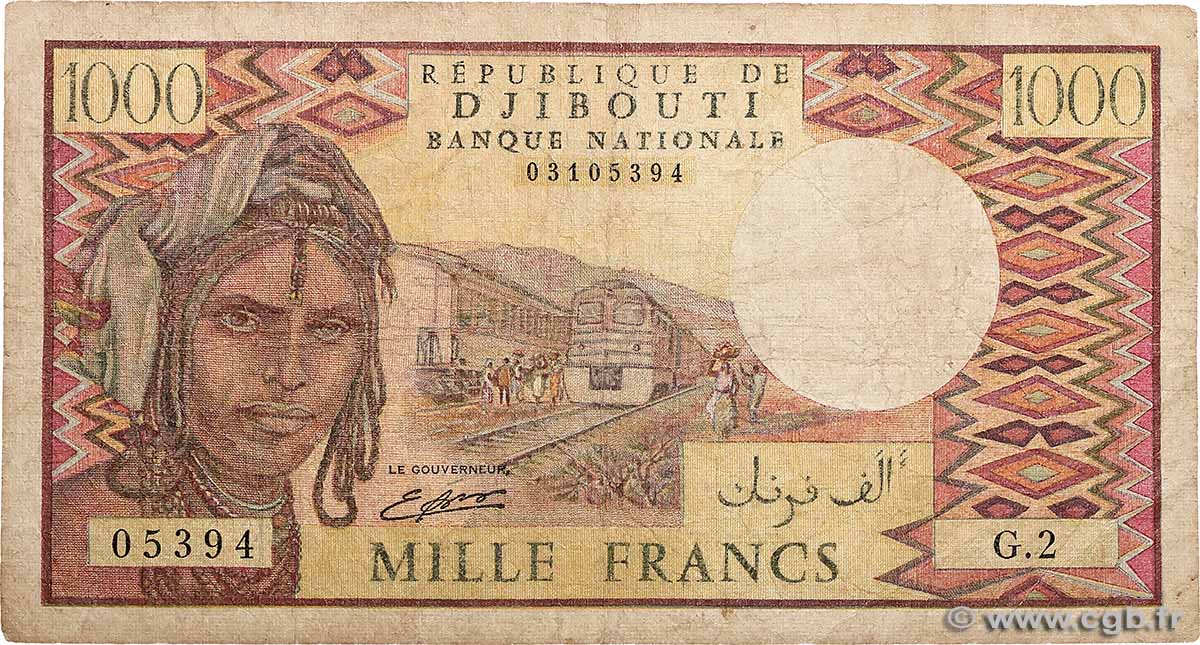 1000 Francs DJIBOUTI  1988 P.37b G