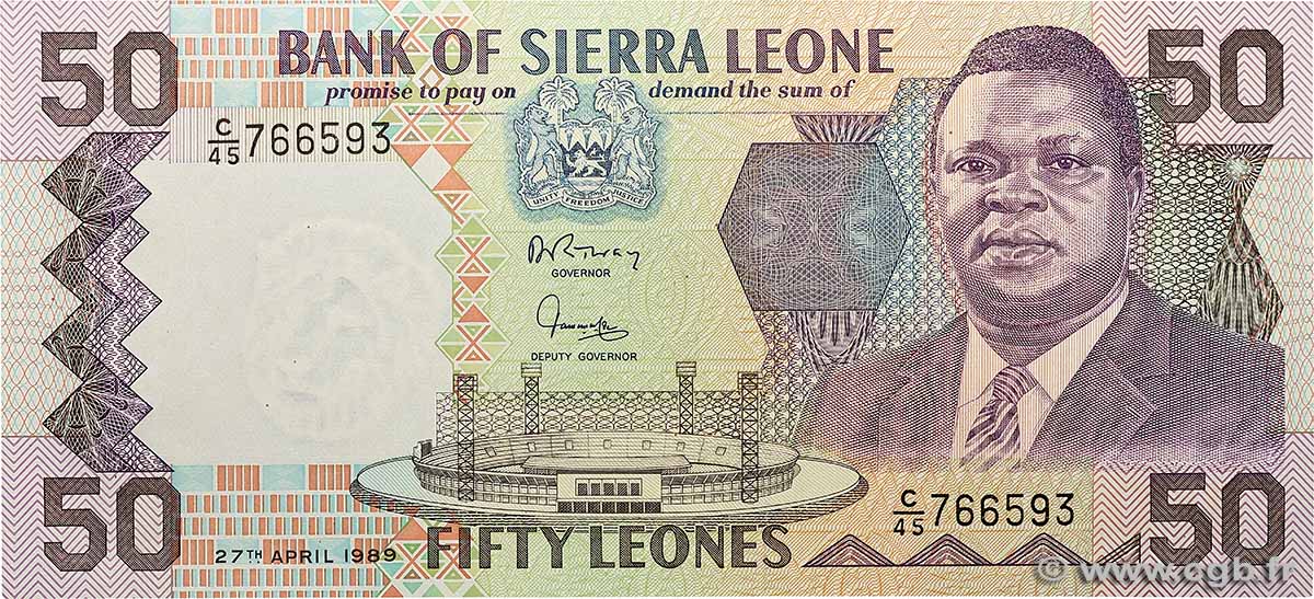 50 Leones SIERRA LEONE  1989 P.17b UNC