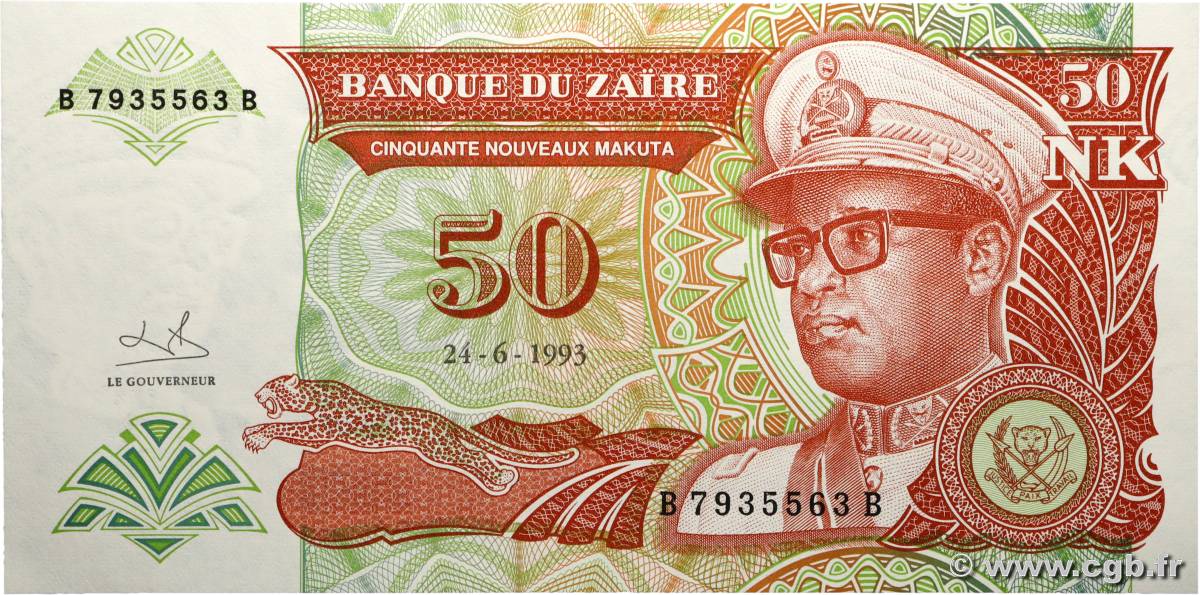 50 Nouveaux Makuta ZAIRE  1993 P.51 UNC