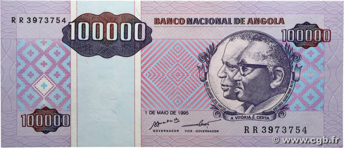 100000 Kwanzas Reajustados ANGOLA  1995 P.139 UNC